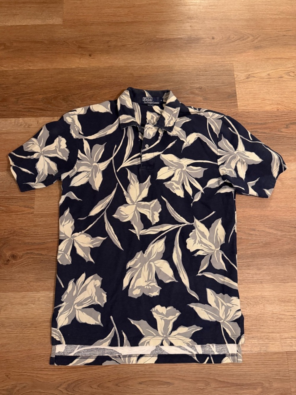 Ralph Lauren Navy Polo with Cream Floral Print